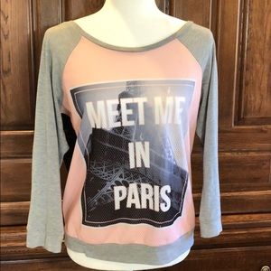 Womens Shirt SZ L Meet Me In Paris Black Lace